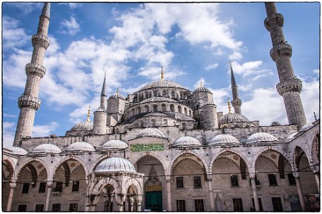 Blue Mosque inside The Sultan Ahmed Mosque (Turkish: Sultan Ahmet Camii) is a historic mosque in Istanbul. The mosque is popularly known as the Blue Mosque for the blue tiles...